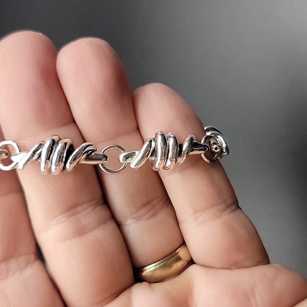 NWOT 925 Sterling Silver Twisted Link Polished Electroform Bracelet Size 6.75 - Picture 7 of 7